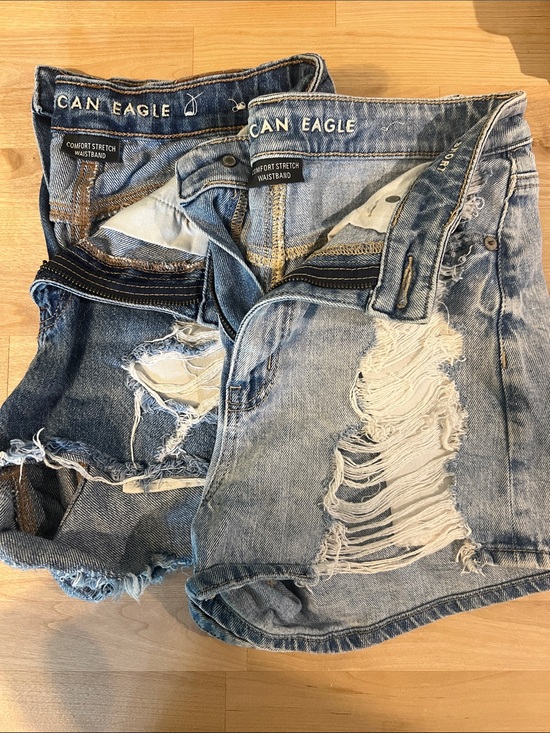 American Eagle Outfitters Pants - American Eagle Outfitters Light Blue Distressed Women’s “Mom Short”